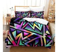 Geometric Colorful Art Girls Bedding Set,3Pcs Duvet Cover with Decorative Quilt Design,Soft Comforter Cover for Home Decor Double（200x200cm）