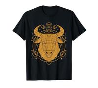 Geometric Cosmic Bull with Moon Phases and Stars T-Shirt