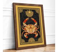 Geometric Crab Oracle Art Deco Framed Wall Art Print A1 (84.1×59.4cm) Walnut, Wall Decor for Living Room, Bedroom, Office & Home, Ready to Hang, Art Gift