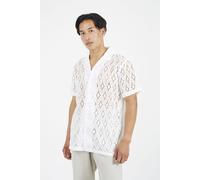 Geometric Crochet Short Sleeve Shirt Brave Soul White XL