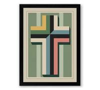 Geometric Cross Forms Art Deco Framed Wall Art Print A2 (59.4×42cm) Black, Wall Decor for Living Room, Bedroom, Office & Home, Ready to Hang, Art Gift