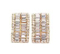 Geometric Crystal Clip On EarringsTrend Bling Rhinestone Ear Cuff No Piercing For Women(Gold 1PC)