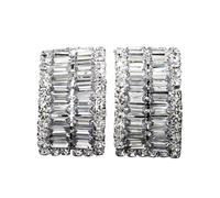 Geometric Crystal Clip On EarringsTrend Bling Rhinestone Ear Cuff No Piercing For Women(SILVER 1PC)