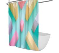 Geometric Crystal Pattern Bath Curtain Candy-Tone Polygons and Minimalist Art Aesthetic for Contemporary Home Decor Easy Care Fabric 180 x 220 cm