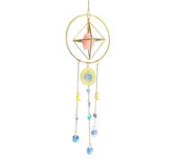 Geometric Crystal Sun Catcher with Natural Stone & Moon Charms - 45-50cm Hanging Prism Suncatcher for Window, Balcony & Meditation Decor