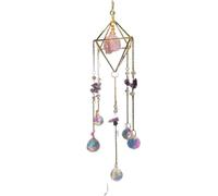 Geometric Crystal Sun Catcher with Rose Quartz & Amethyst - 45cm Hanging Prism Suncatcher for Window, Light Catcher Rainbow Decor
