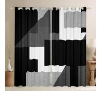 Geometric Curtains for Bedroom Kids 30%-50% Blackout Curtains W66*L72 Circle Square Print Window Drapes Decor Abstract Art Grey White Black Window Treatments