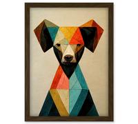 Geometric Cute Fun Chihuahua Dog Artwork Framed Wall Art Print A4 Artery8 Brown One Size