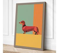 Geometric Dachshund Modern Canvas Wall Art Print 18x12 Inch (46 x 30 cm)