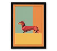 Geometric Dachshund Modern Framed Wall Art Print A2 (59.4×42cm) Black, Wall Decor for Living Room, Bedroom, Office & Home, Ready to Hang, Art Gift
