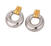 Geometric Dangle Drop Earrings Vintage Metal French Styles Two Tone Multi Layer Round Hanging Ear Jewelry For Women Gold Silver Earrings