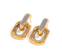 Geometric Dangle Drop Earrings Vintage Metal French Styles Two Tone Multi Layer Round Hanging Ear Jewelry For Women Gold Silver Earrings