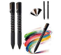 Geometric Decompression Pen, Magnetic Fidget Pen Transformable Shape Toy Writing Pen for Office Desk, 0.5mm Retractable Metal Shape Shifting Switch Pens for Stress Relief, Office Gifts (2*Black)