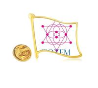 Geometric Description Hexagonal Lines Golden Metal Flag Lapel Pin Badge