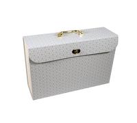 Geometric Design 19 Pocket Expanding Box File with Gold Handle & Toggle Closure - Practical Stylish A4 Document Paper Holder Filling Organiser Folder for Home Study or Office - H27 x W39 x D13cm