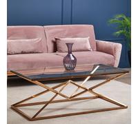 Geometric Design Corseted Coffee Table, Stunning Display Table, Easily Maintained Decorative Table Premier Housewares Gold One Size