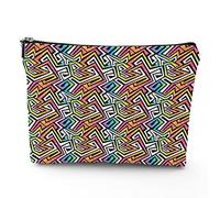 Geometric Design,Makeup Bags Travel Makeup Bag,Vintage Fashion Feminine Wild Modern,for Women Large Cosmetic Bag Linen Makeup Organizer Toiletry Bags Purse Pouch,Multicolor,7x9in