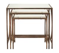 Geometric Design Nest Of 3 Tables, Modern Design Nesting Tables For Livingroom, Space Saving Small Tables Premier Housewares Brown One Size