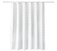 Geometric Design Shower Curtain - White & Black Polyester Fabric Bathroom Curtain, Mould Resistant, With 12 Hooks, Washable 180x200cm Long Shower Liner, Blackout Design for Stylish Bathroom