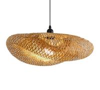 Geometric Design Wicker Ceiling Light Modern Hand Woven Rattan Pendant Light Large Pendant Rustic Basket Light Fixture For Farmhouse Dining Room Living Room