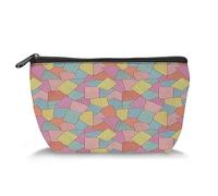 Geometric Designby, Makeup Bag Cosmetic Bag for Women,Colorful Vintage Square Shapes Design,Large Capacity Makeup Bags Travel Toiletry Bag Accessories Organizer,Multicolor