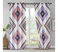 Geometric Diamond Curtains for Bedroom Living Room, Modern Art Blackout Curtains Eyelet 63 Drop 2 Panels, Patterned Window Drapes, Home Decor 52x63 Inch B-D25