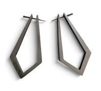 Geometric Diamond Shape Hoop Earrings, | Angular Kite Design, Open Frame Style, Post Back Closure, Edgy Modern Aesthetic, Pair of 2