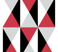Geometric Diamond Wallpaper Red Black Grey White Triangles 10m Roll
