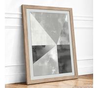 Geometric Divisions Minimalist Framed Wall Art Print A4 (29.7×21cm) Oak, Wall Decor for Living Room, Bedroom, Office & Home, Ready to Hang, Art Gift