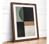 Geometric Divisions Minimalist Framed Wall Art Print A4 (29.7×21cm) Walnut, Wall Decor for Living Room, Bedroom, Office & Home, Ready to Hang, Art Gift