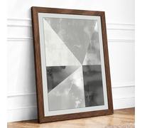 Geometric Divisions Minimalist Framed Wall Art Print A4 (29.7×21cm) Walnut, Wall Decor for Living Room, Bedroom, Office & Home, Ready to Hang, Art Gift