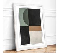 Geometric Divisions Minimalist Framed Wall Art Print A4 (29.7×21cm) White, Wall Decor for Living Room, Bedroom, Office & Home, Ready to Hang, Art Gift
