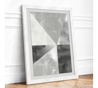Geometric Divisions Minimalist Framed Wall Art Print A4 (29.7×21cm) White, Wall Decor for Living Room, Bedroom, Office & Home, Ready to Hang, Art Gift