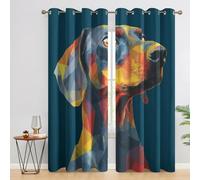 Geometric Dog Curtain Blackout, Abstract Animal Canine Curtains 42x72, Living Room & Bedroom Decor Drapes, Thermal Insulated Eyelet Window Treatments 72 Drop, 2 Panels
