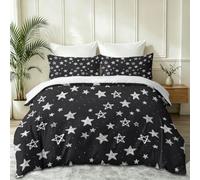 Geometric Doodle Star Bedding Single, White Quilt Cover with Pillowcases, Minimalist Hand Drawn Soft Easy Care Microfiber Duvet Cover with Zipper