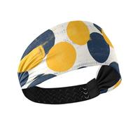 Geometric Dots Lines Mustard Yellow Blue Cooling cute headbands for women Stretchy wide head bands for women's hair for Yoga basketball washing face Athletic Sports