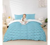 Geometric Dots Patchwork Duvet Cover Set Double Size,Abstract Polka Dot Circle Art Kids Bedding Set,Modern Artwork Simple Chic Room Decor,Black Blue Quilt Cover,2 Pillowcases(No Comforter)