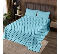 Geometric Dots Patchwork Kids Bedspread Single Size,Abstract Polka Dot Circle Art Coverlet Set,Girls Boys Room Decor,Modern Artwork Simple Chic Quilted Coverlet,Black Blue Bedding Quilt,1 Pillowcase