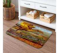 Geometric Dragon Quick Dry Bath Mat, Artistic Orange Floral Absorbent Non Slip Shower Mat, Decorative Flannel Washable Bath Rugs for Bathroom Toilet Restroom 20x32 Inch
