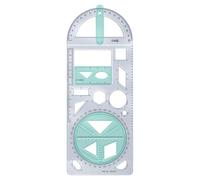 Geometric Drawing Ruler - Template Stencil for Kids & Students | Math Measuring Tool for Sketching, Writing, Geometry Practice, Art Class, Design, Technical Drawing