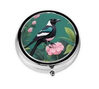 Geometric Drawings of Plants and Animals Portable Pill Box, 3 Compartment Pill Box, can be Put into Wallet, Pocket, Light and Convenient, mini Round Pill Box