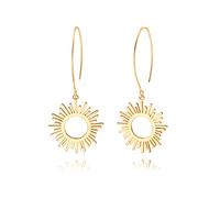 Geometric Drop Dangle Earrings Boho Statement Long Hoops 18k Gold Plated Lightweight Earrings for Women Girls, 2.5 inches, Metal