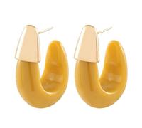 Geometric Dual-Finish Hoop Stud Earrings, Sleek Minimalist Luxe Daily Versatile Ear Jewelry for Women