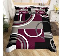 Geometric Duvet Cover Geometric Circles Bedding Set Kids Boys Girls Abstract Boxes Lines Modern Comforter Cover Multi Color Red Black Grey 2Pcs Bedding Single