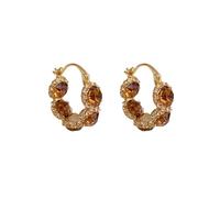 Geometric Earrings Minimalist Style 1 Pair Huggie with Cubic Zirconia Lightweight Small Hoop for Urban Prom Formal Parties Dating Brown