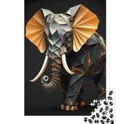 Geometric Elephant Wooden Jigsaw Puzzles for Adults 500 Piece Puzzles Rectangular Puzzle Gifts And Home Decor And Family Game 500pcs (52x38cm)