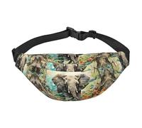 Geometric Elephants Large Fashion Crossbody Waist Bag, Travel Casual Boys Waist Bag, Suitable for Sports, Running, Cycling, Traveling, Fishing