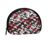 Geometric Explosion Black and Red, Women's Storage Bag Shell Makeup Bag Small Coin Purse Shell Change Pouch