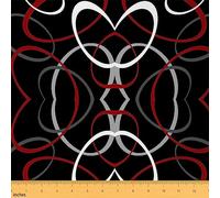 Geometric Fabric by The Yard Red White and Black Upholstery Fabric for Chairs Retro Stripe Swirl Circle Decorative Waterproof Outdoor Fabric 2 Yards (L184*W150cm)