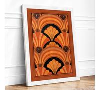 Geometric Fan Forms Art Deco Framed Wall Art Print A4 White
